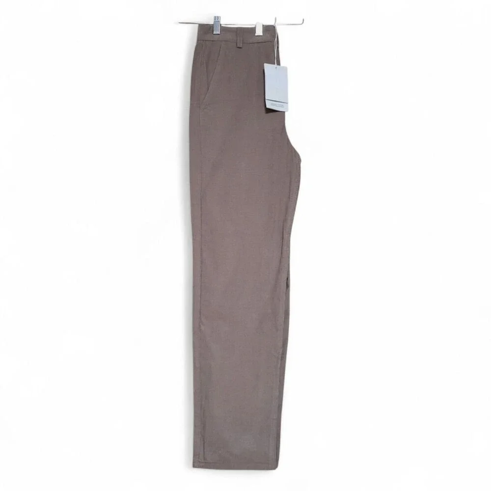 COS 12 New Womens Organic Cotton Corduroy Chino Pants Beige Straight High Rise - Picture 9 of 9